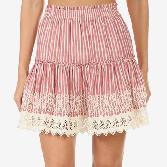 NWOT MISA Los Angeles Silvia Mini Skirt Size XS Striped Cotton Blend Soft Girl - Picture 5 of 14